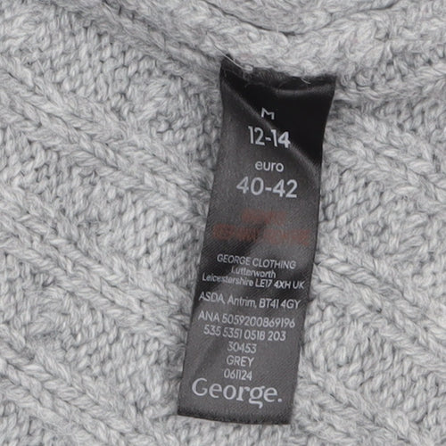 George Women Grey Cable-Knit Button Cardigan Size 12-14