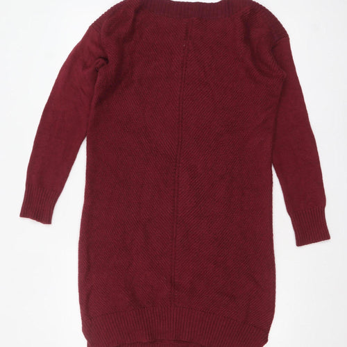 Fat Face Women's Red Cotton Knit Long Sleeve Tunic Jumper Size 10