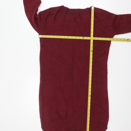 Fat Face Women's Red Cotton Knit Long Sleeve Tunic Jumper Size 10