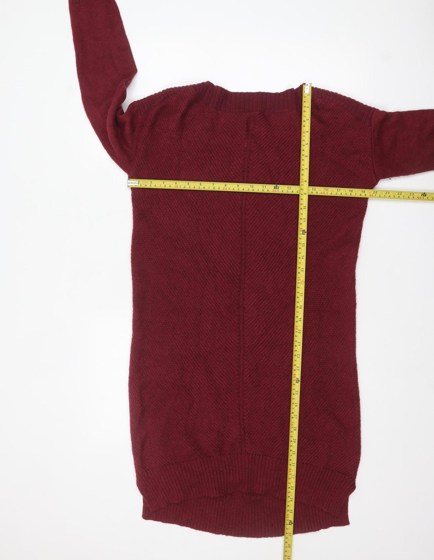 Fat Face Women's Red Cotton Knit Long Sleeve Tunic Jumper Size 10