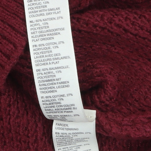 Fat Face Women's Red Cotton Knit Long Sleeve Tunic Jumper Size 10