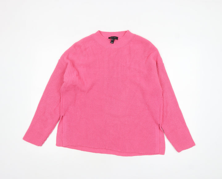 New Look Women’s Pink Knit Mock Neck Long Sleeve Pullover Jumper S