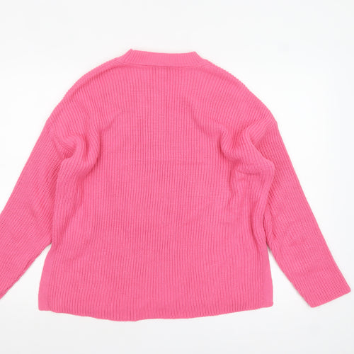 New Look Women’s Pink Knit Mock Neck Long Sleeve Pullover Jumper S