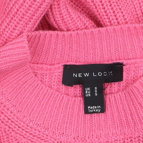 New Look Women’s Pink Knit Mock Neck Long Sleeve Pullover Jumper S