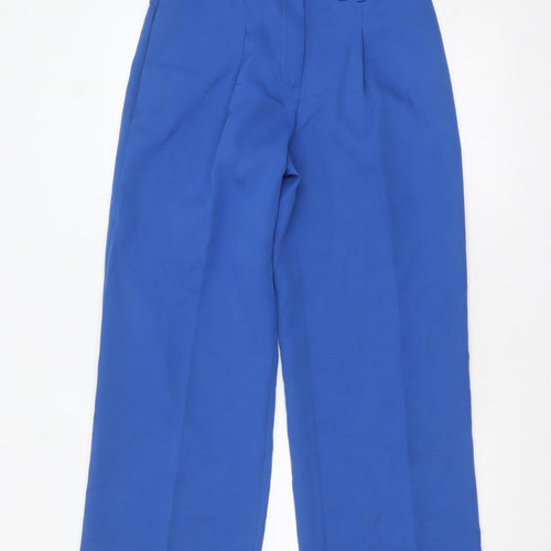 Tu Women Blue 10S Pleated Straight Leg Trousers