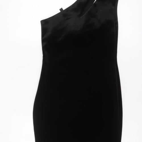 Topshop Women's Black Velvet One Shoulder Bodycon Dress UK 6