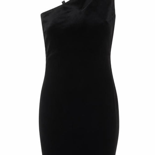 Topshop Women's Black Velvet One Shoulder Bodycon Dress UK 6