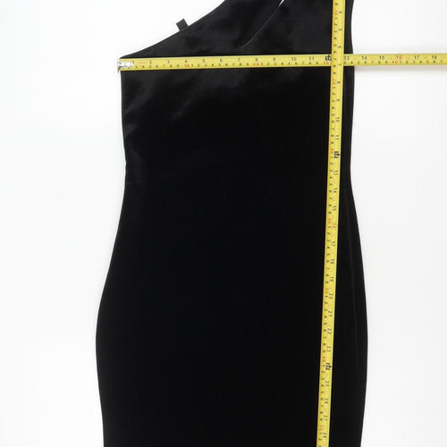 Topshop Women's Black Velvet One Shoulder Bodycon Dress UK 6