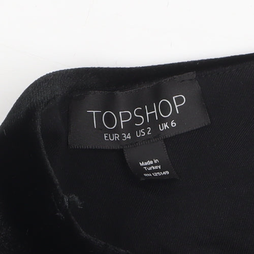 Topshop Women's Black Velvet One Shoulder Bodycon Dress UK 6