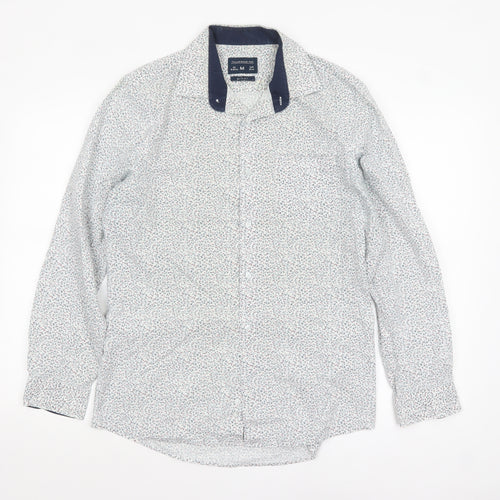 Tailoring by F&F Men's Blue Floral Slim Fit Long Sleeve Button-Up Shirt M