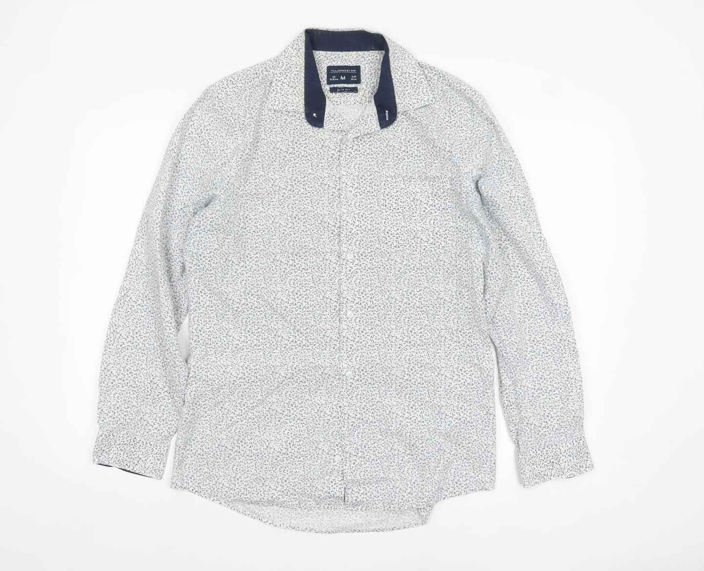 Tailoring by F&F Men's Blue Floral Slim Fit Long Sleeve Button-Up Shirt M