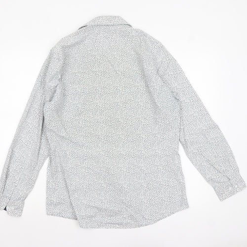 Tailoring by F&F Men's Blue Floral Slim Fit Long Sleeve Button-Up Shirt M