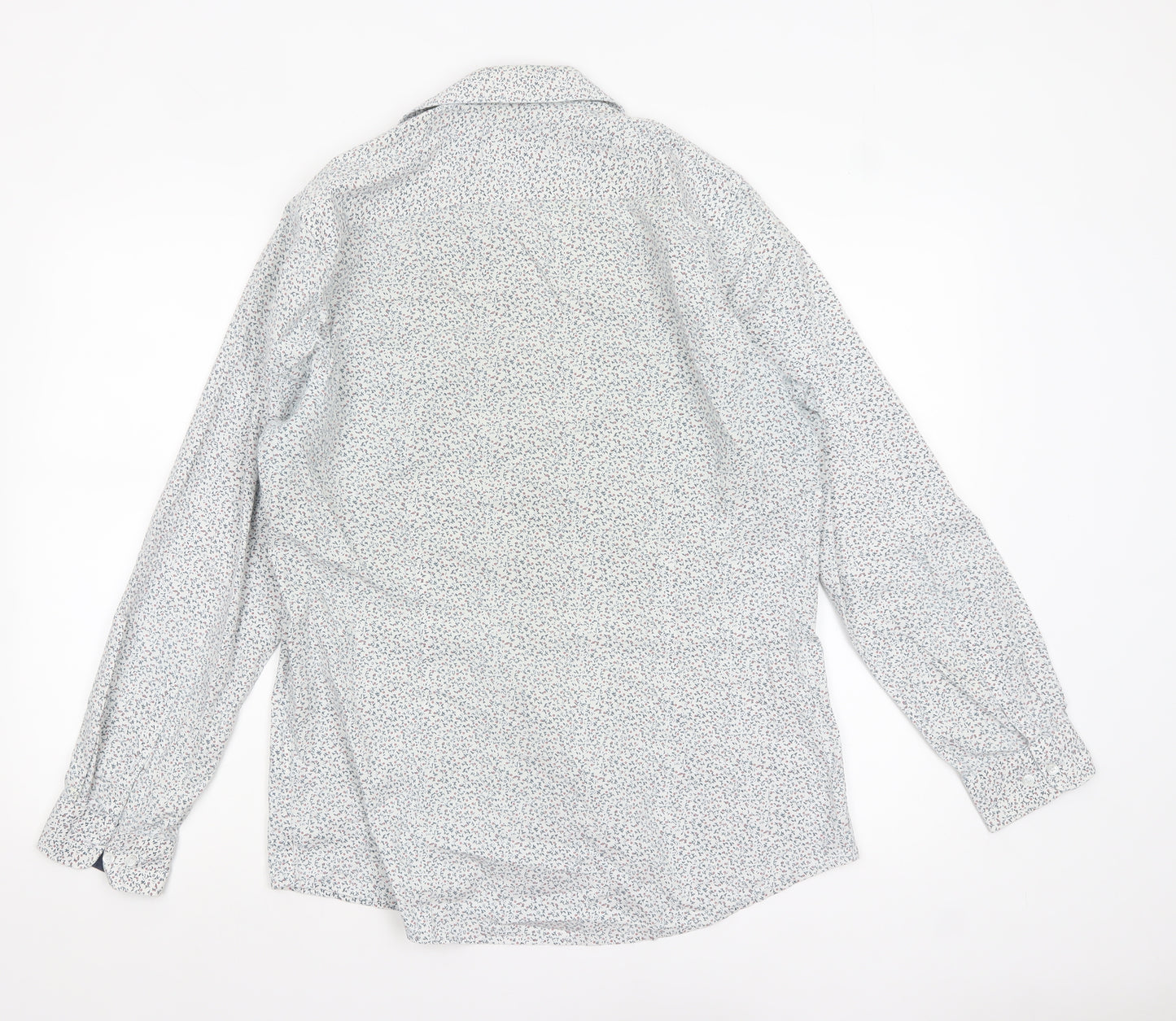 Tailoring by F&F Men's Blue Floral Slim Fit Long Sleeve Button-Up Shirt M
