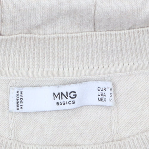 Mango Womens Beige Crew Neck Long Sleeve Cable-Knit Jumper Size 12