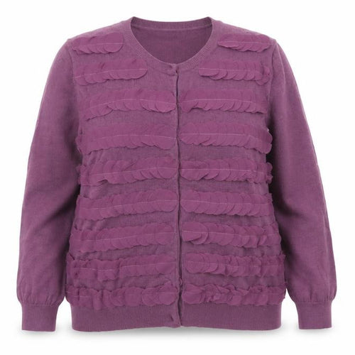 Boden Women Purple Wool Crew Neck Long Sleeve Cardigan UK 16