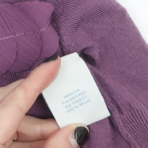 Boden Women Purple Wool Crew Neck Long Sleeve Cardigan UK 16