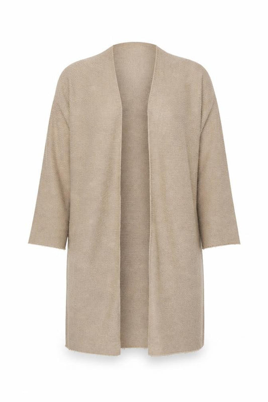 Front view of The White Company women’s beige wool cashmere cardigan xs