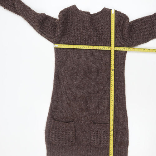 New Look Women Brown Acrylic Knit Jumper Dress Size 8