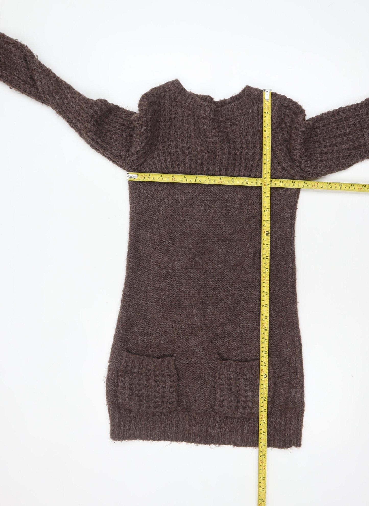 New Look Women Brown Acrylic Knit Jumper Dress Size 8