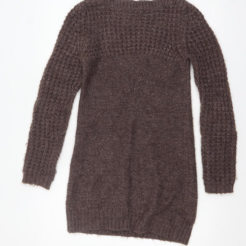New Look Women Brown Acrylic Knit Jumper Dress Size 8