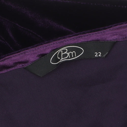Bm Women’s Purple Velvet Wrap Blouse Size 22 Flutter Sleeve