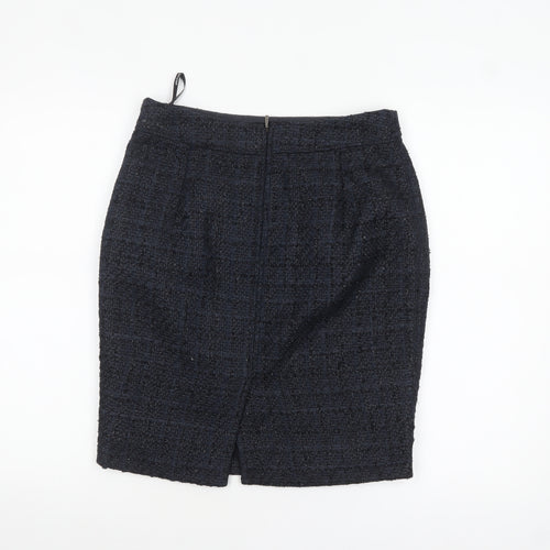 Marks and Spencer Women Blue Tweed Pencil Skirt Size 10