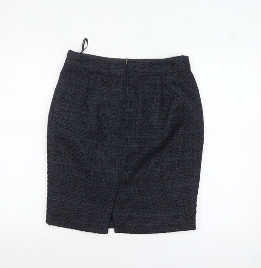 Marks and Spencer Women Blue Tweed Pencil Skirt Size 10