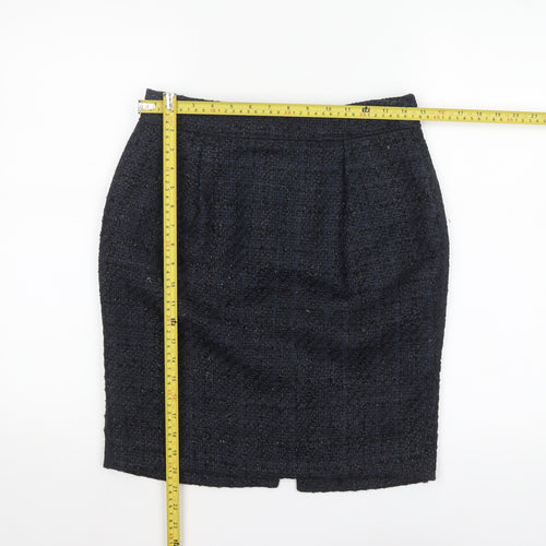 Marks and Spencer Women Blue Tweed Pencil Skirt Size 10