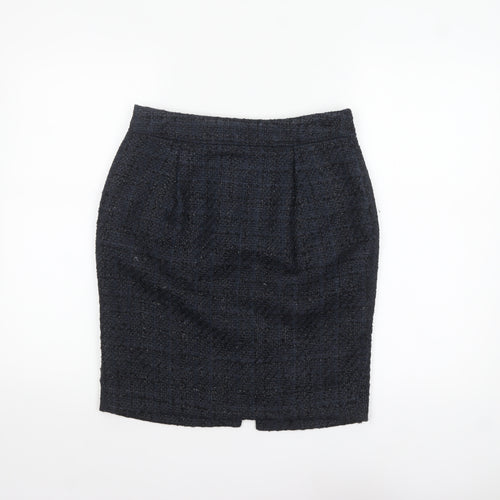 Marks and Spencer Women Blue Tweed Pencil Skirt Size 10