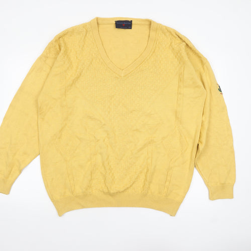 Tricot Marine Men's Yellow Cotton V-Neck Jumper 2XL