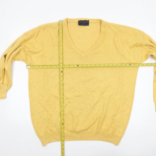 Tricot Marine Men's Yellow Cotton V-Neck Jumper 2XL
