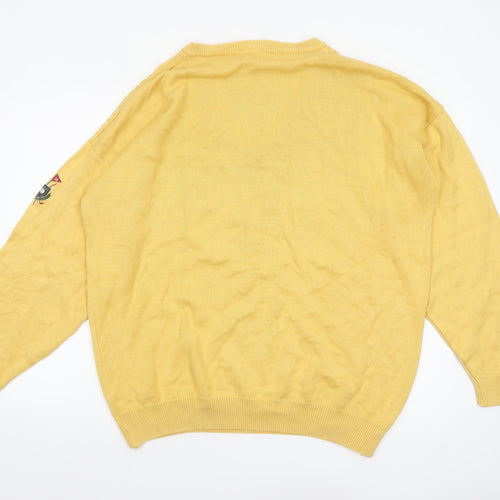 Tricot Marine Men's Yellow Cotton V-Neck Jumper 2XL