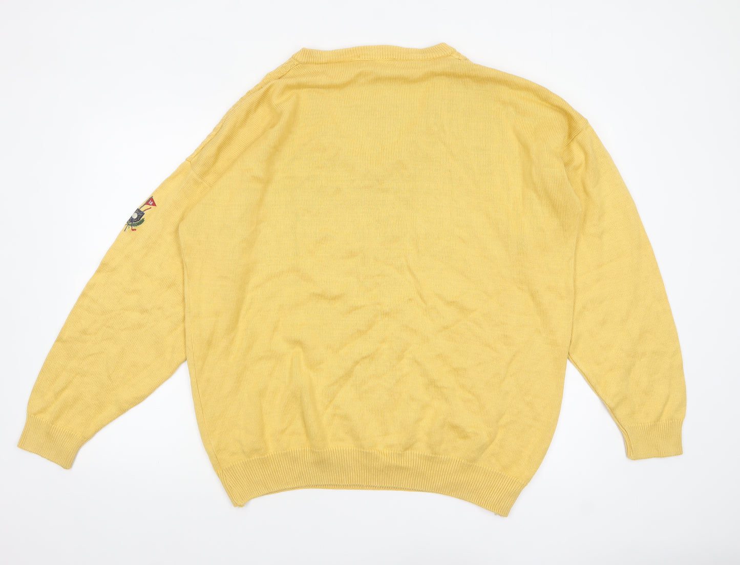 Tricot Marine Men's Yellow Cotton V-Neck Jumper 2XL