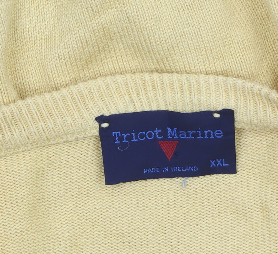 Tricot Marine Men's Yellow Cotton V-Neck Jumper 2XL