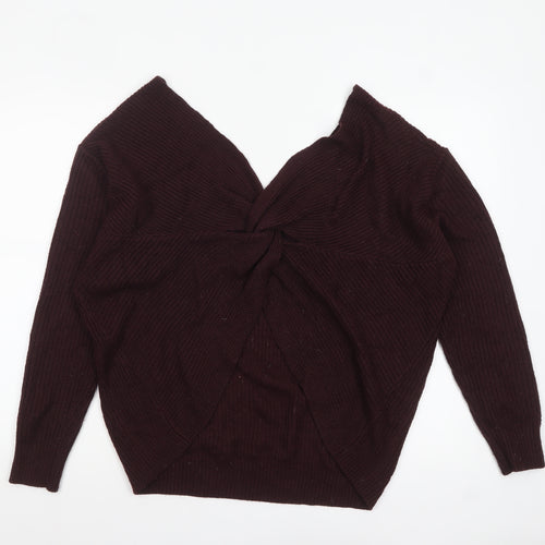 Dorothy Perkins Women's Brown V-Neck Long Sleeve Knit Jumper Size 10