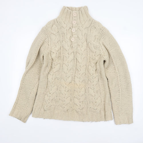 Rocha.John Rocha Men's Beige Cable Knit Wool Blend Pullover Jumper L