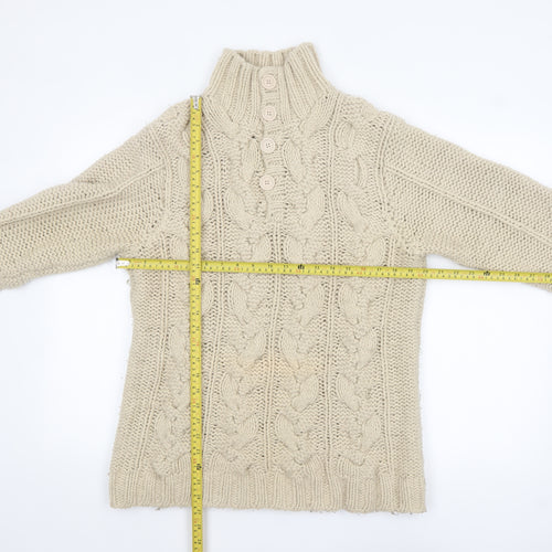 Rocha.John Rocha Men's Beige Cable Knit Wool Blend Pullover Jumper L