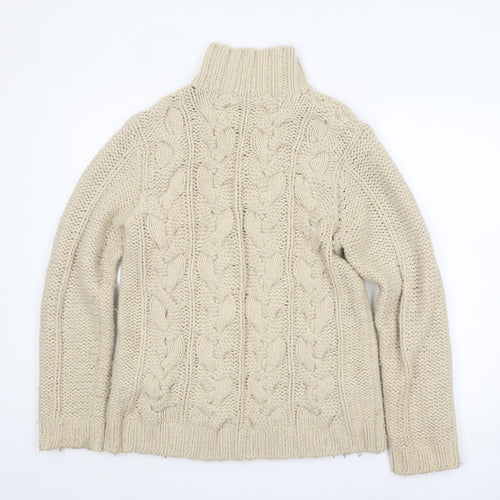 Rocha.John Rocha Men's Beige Cable Knit Wool Blend Pullover Jumper L