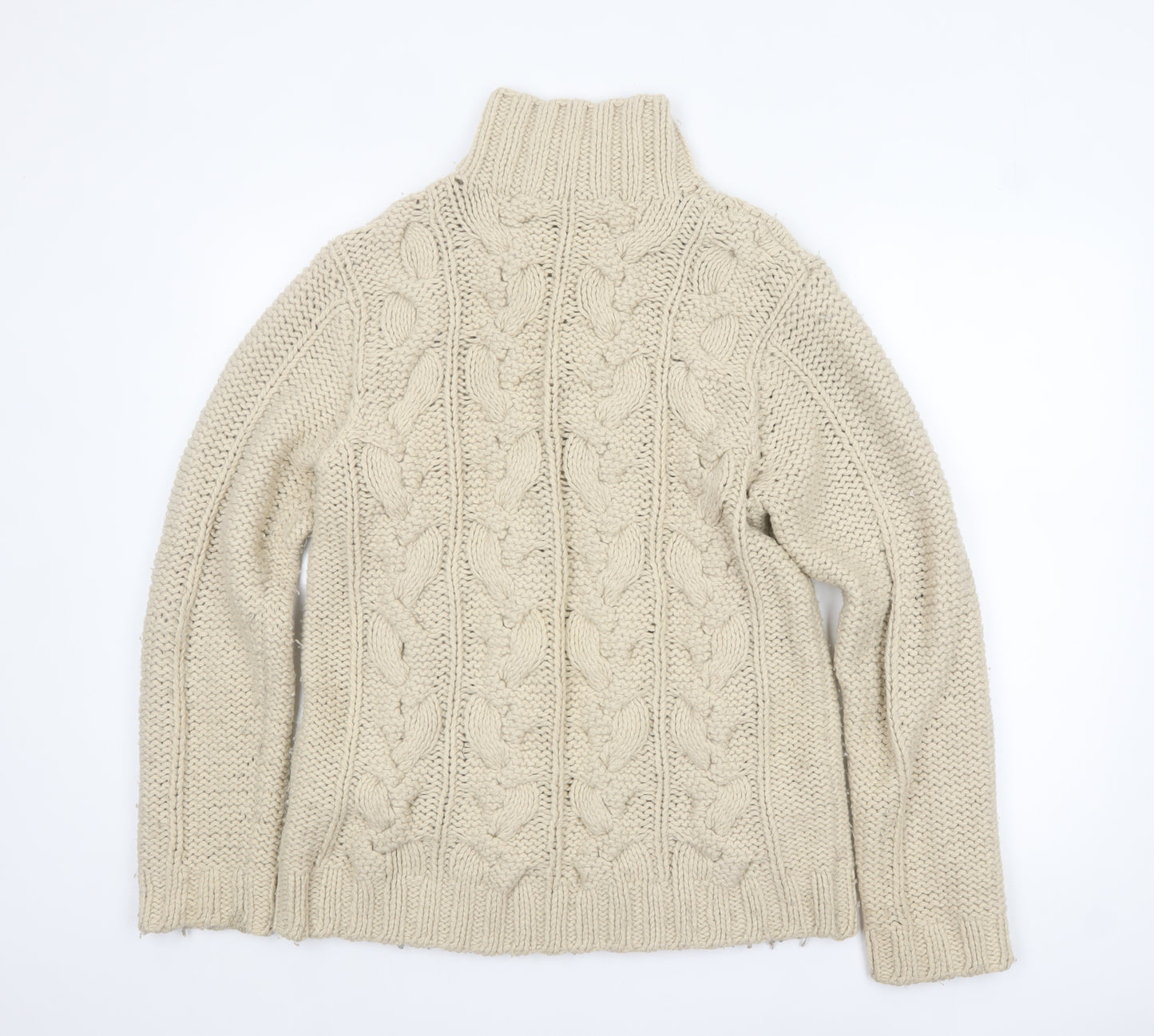 Rocha.John Rocha Men's Beige Cable Knit Wool Blend Pullover Jumper L