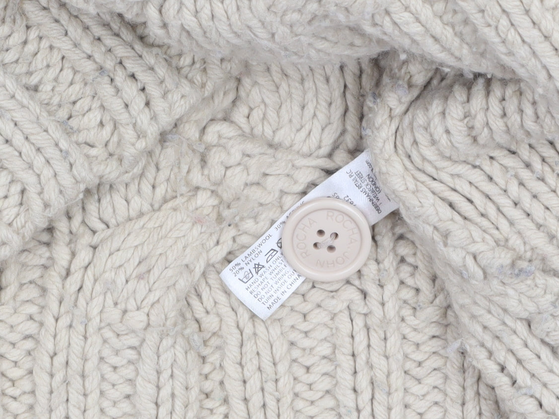 Rocha.John Rocha Men's Beige Cable Knit Wool Blend Pullover Jumper L