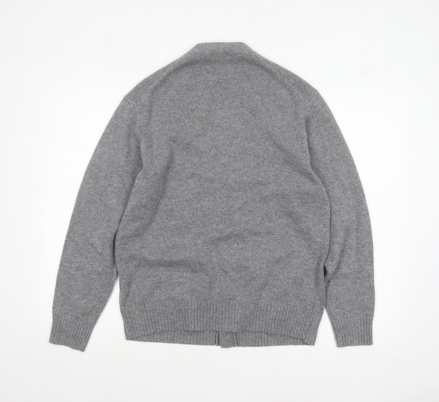 GU Men's Grey Wool Blend Cardigan M V-Neck Knit Jumper