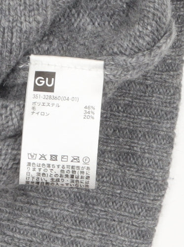 GU Men's Grey Wool Blend Cardigan M V-Neck Knit Jumper