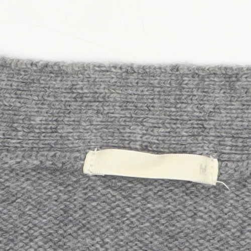 GU Men's Grey Wool Blend Cardigan M V-Neck Knit Jumper
