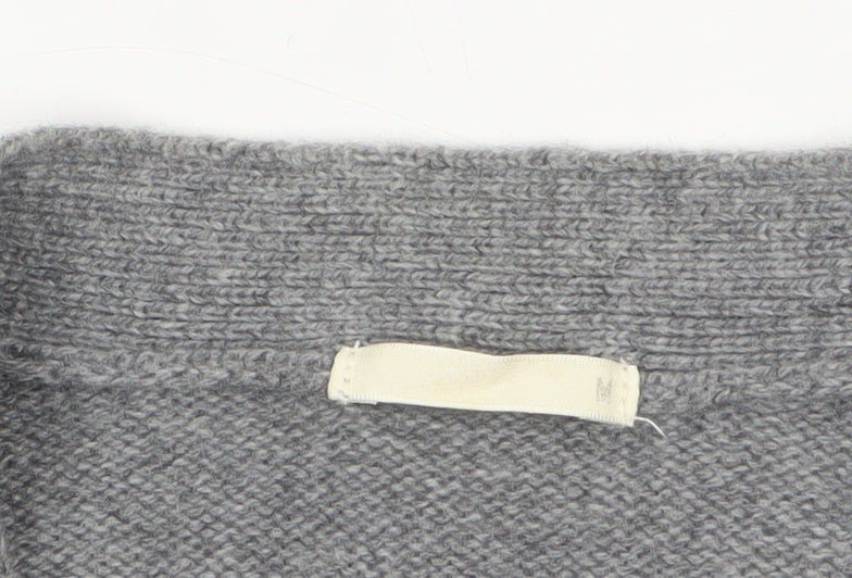 GU Men's Grey Wool Blend Cardigan M V-Neck Knit Jumper