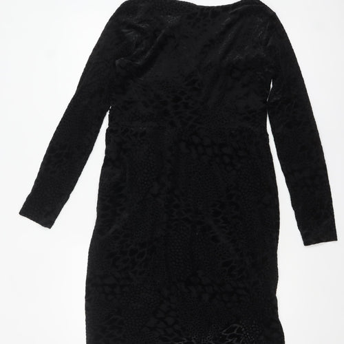 Marks and Spencer Women Black Size 14 Velvet Wrap Dress
