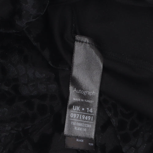 Marks and Spencer Women Black Size 14 Velvet Wrap Dress