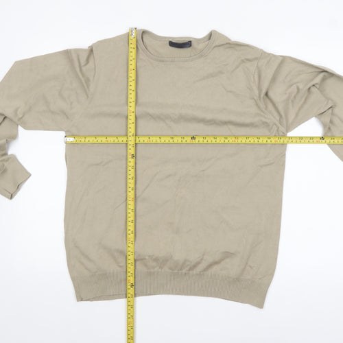 Next Mens Beige Cotton Crew Neck Jumper Medium Regular Fit