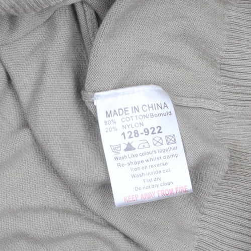 Next Mens Beige Cotton Crew Neck Jumper Medium Regular Fit