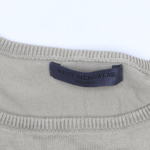 Next Mens Beige Cotton Crew Neck Jumper Medium Regular Fit