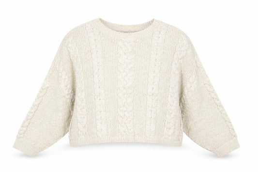 Front view of ASOS Women Ivory Cable-Knit Jumper UK 8 Acrylic Nylon Blend